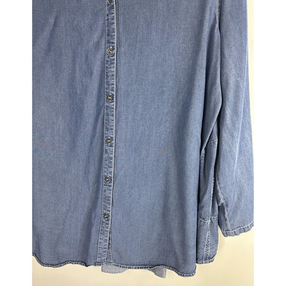 Stella Carakasi Prime Time Tunic in Denim Blue Laglenlook LS Button Up Size XL - Picture 15 of 16